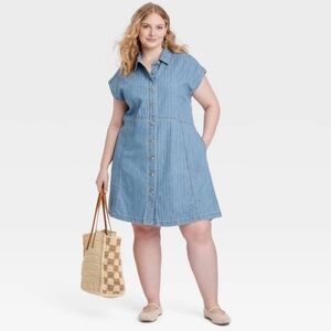 NWT Medium Wash Denim Flouncy Dress Size XXL